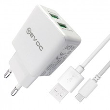 Зарядное устройство EVOC 3204M 2 USB 2.4A White (2187)