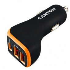 Зарядное устройство Canyon Universal 3xUSB car adapter Black+Purple (CNE-CCA08PU)
